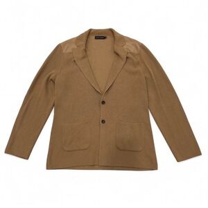 Ralph Lauren Black Label Camel Tan Ribbed Cardigan Sweater‎ Wool Blend XL Preppy